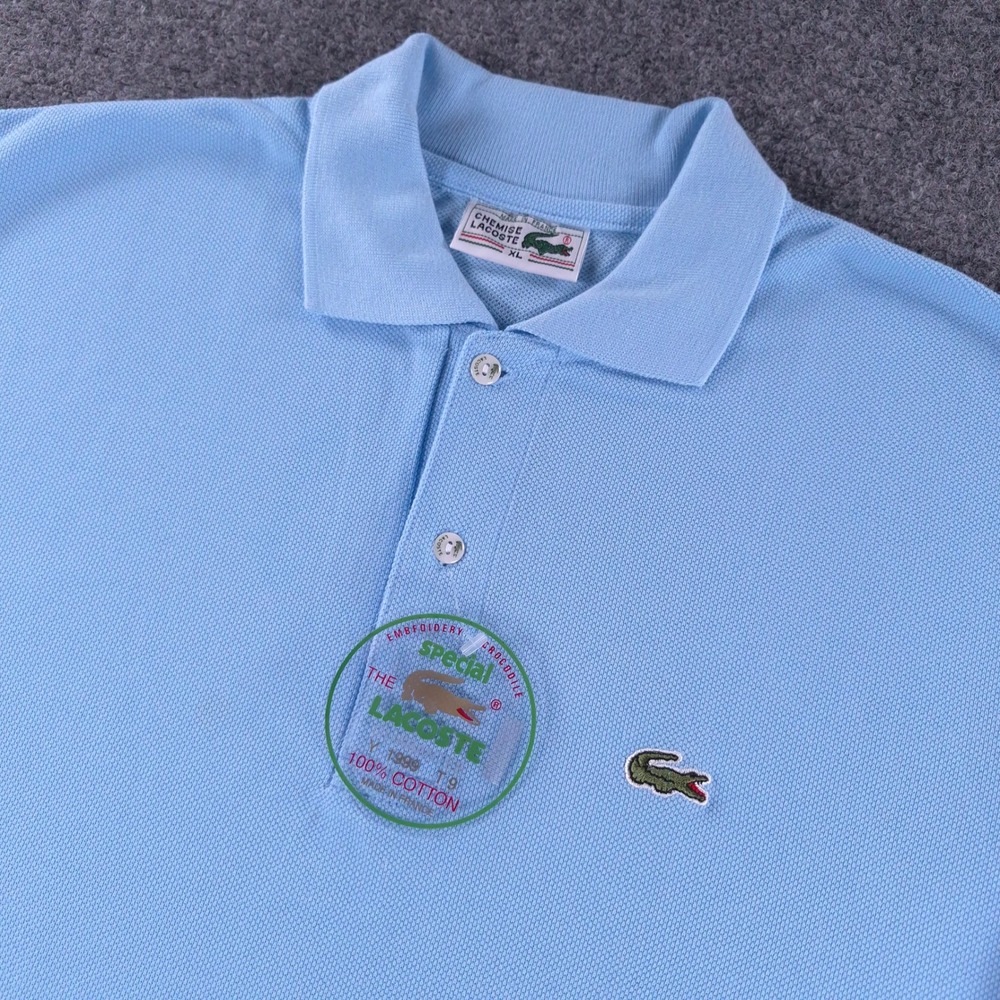 Chemise Lacoste Mens Light Blue Cotton Pique Short Sleeve Polo Shirt XL France